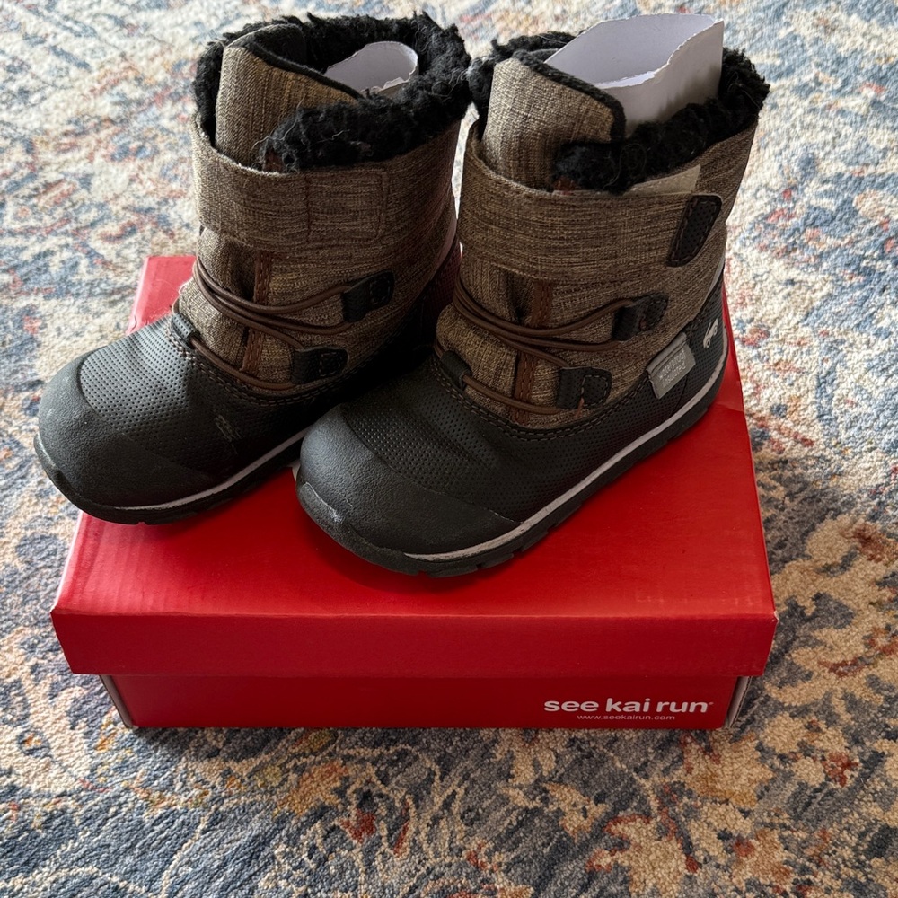 See Kai Run Black and Brown Kids Snow Boots